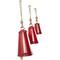 Red Metal Tibetan Inspired Decorative Cow Bells with Jute Hanging Rope Set